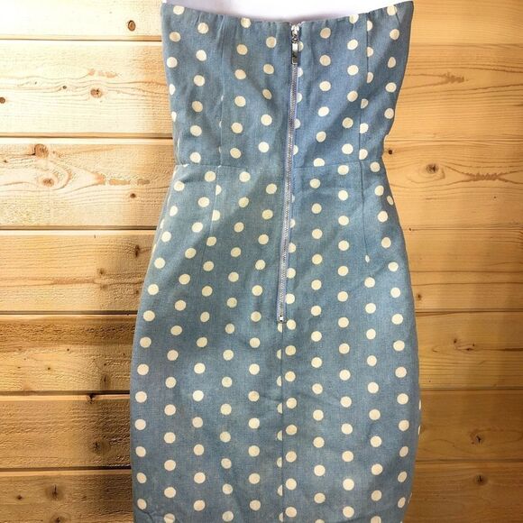 Line & Dot Strapless Polka Dot Denim Dress - Picture 5 of 7